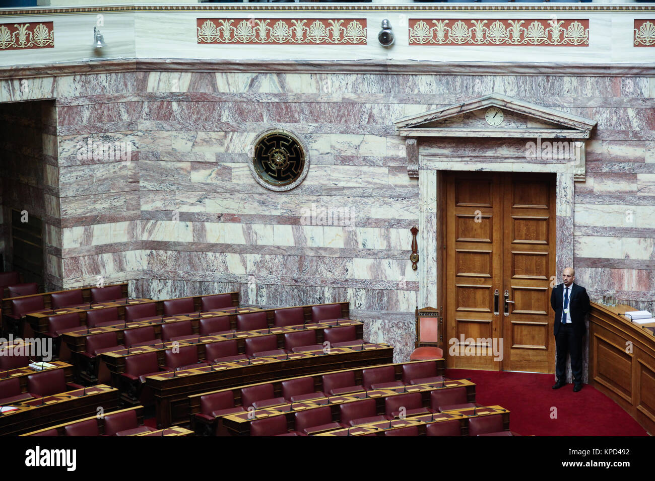 In der Plenarsitzung Zimmer des griechischen Parlaments, in Athen, Griechenland. Stockfoto