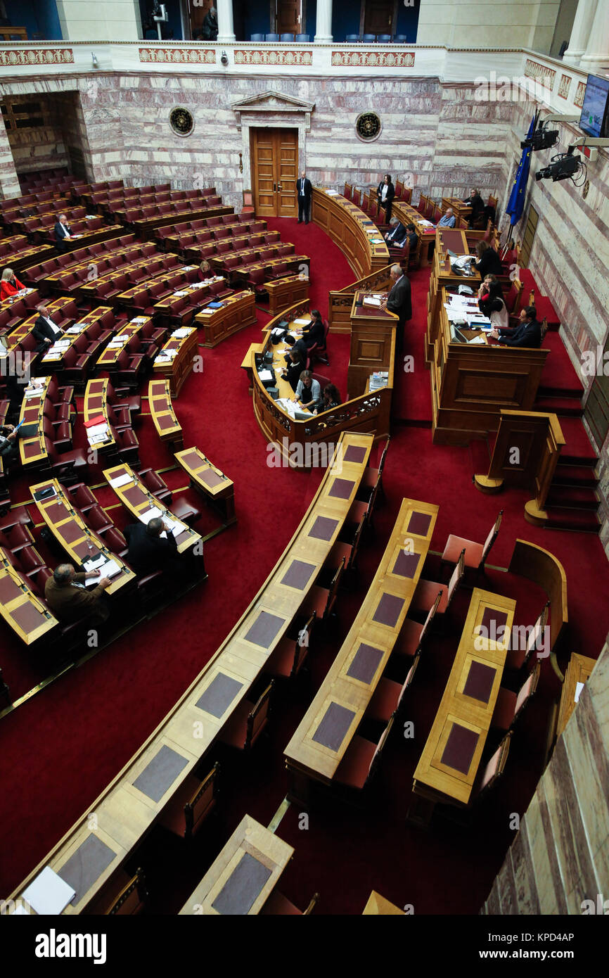 Im Plenarsaal des griechischen Parlaments, in Athen, Griechenland. Stockfoto