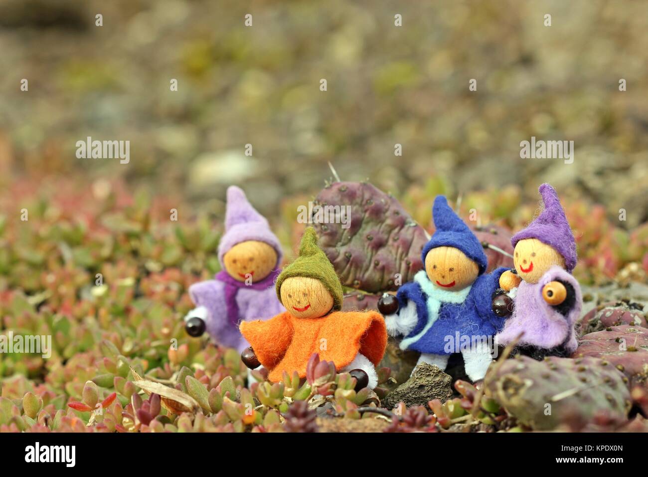 Vier kleine Elfen in der Wüste Stockfotografie Alamy
