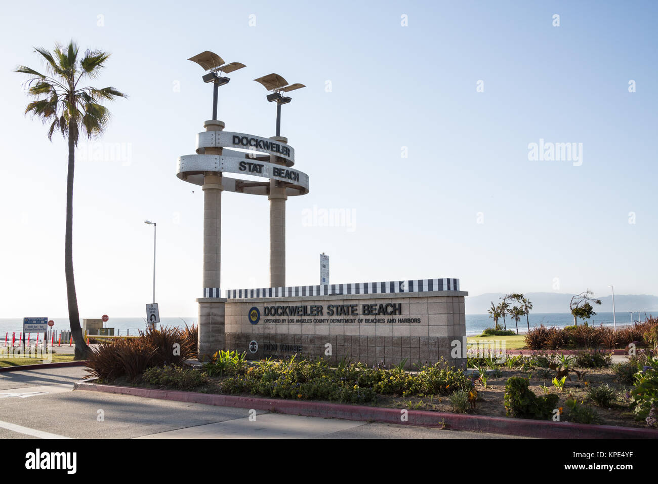 Dockweiler State Beach Parkplatz, Los Angeles, CA Stockfoto