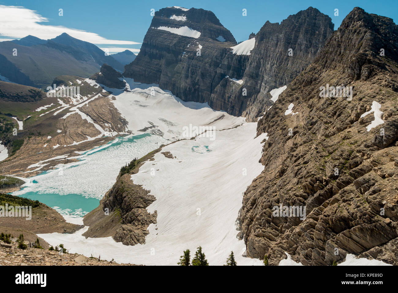 Grinnell und Salamander Gletscher vom Highline Trail im Glacier National Park, Montana Stockfoto