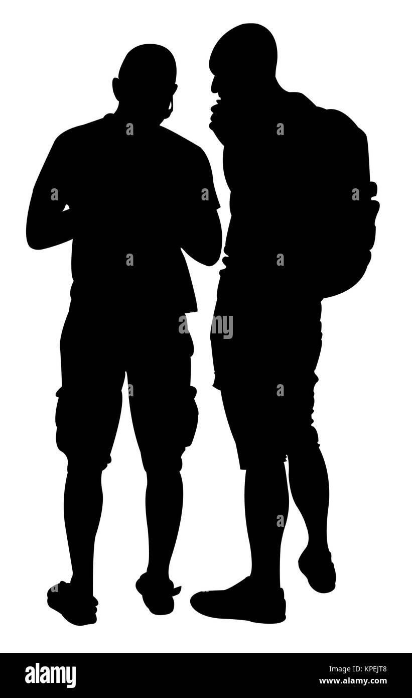 Silhouette von zwei Freunden Stockfoto