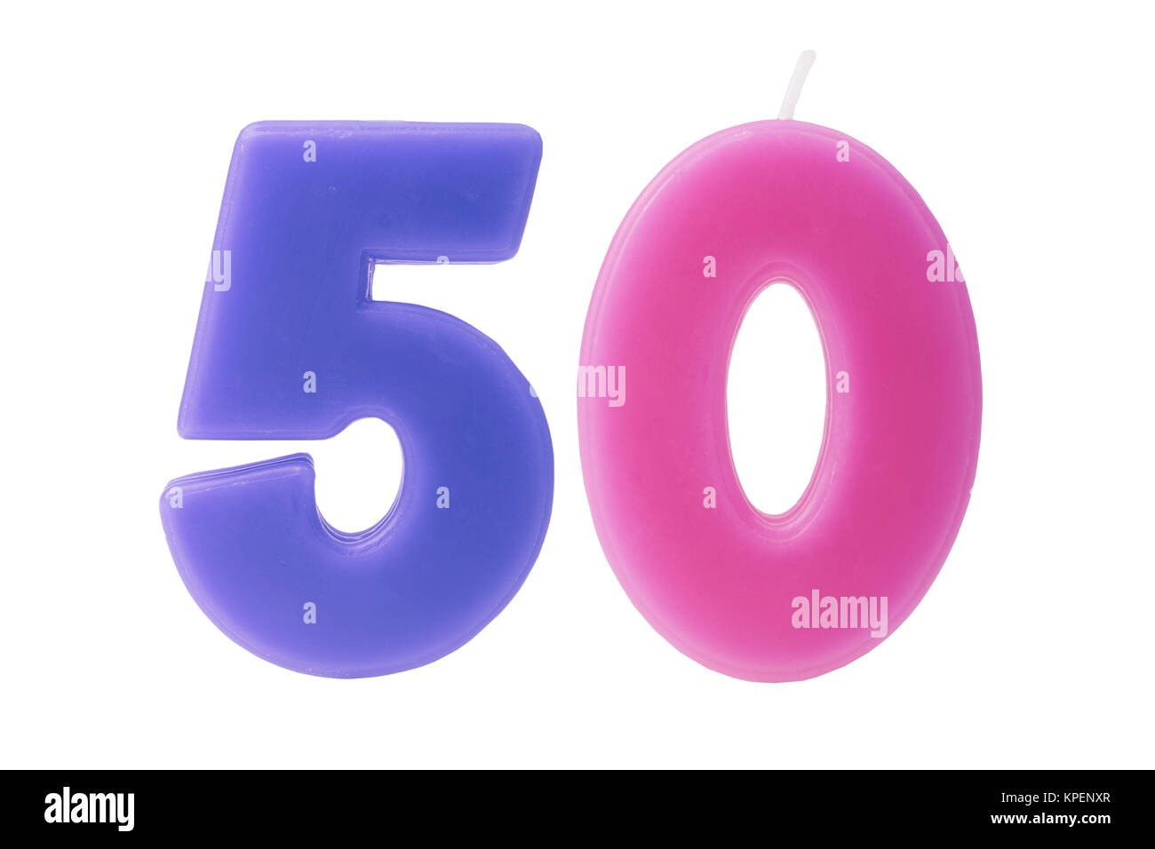 50. Geburtstag Kerzen isoliert Stockfoto