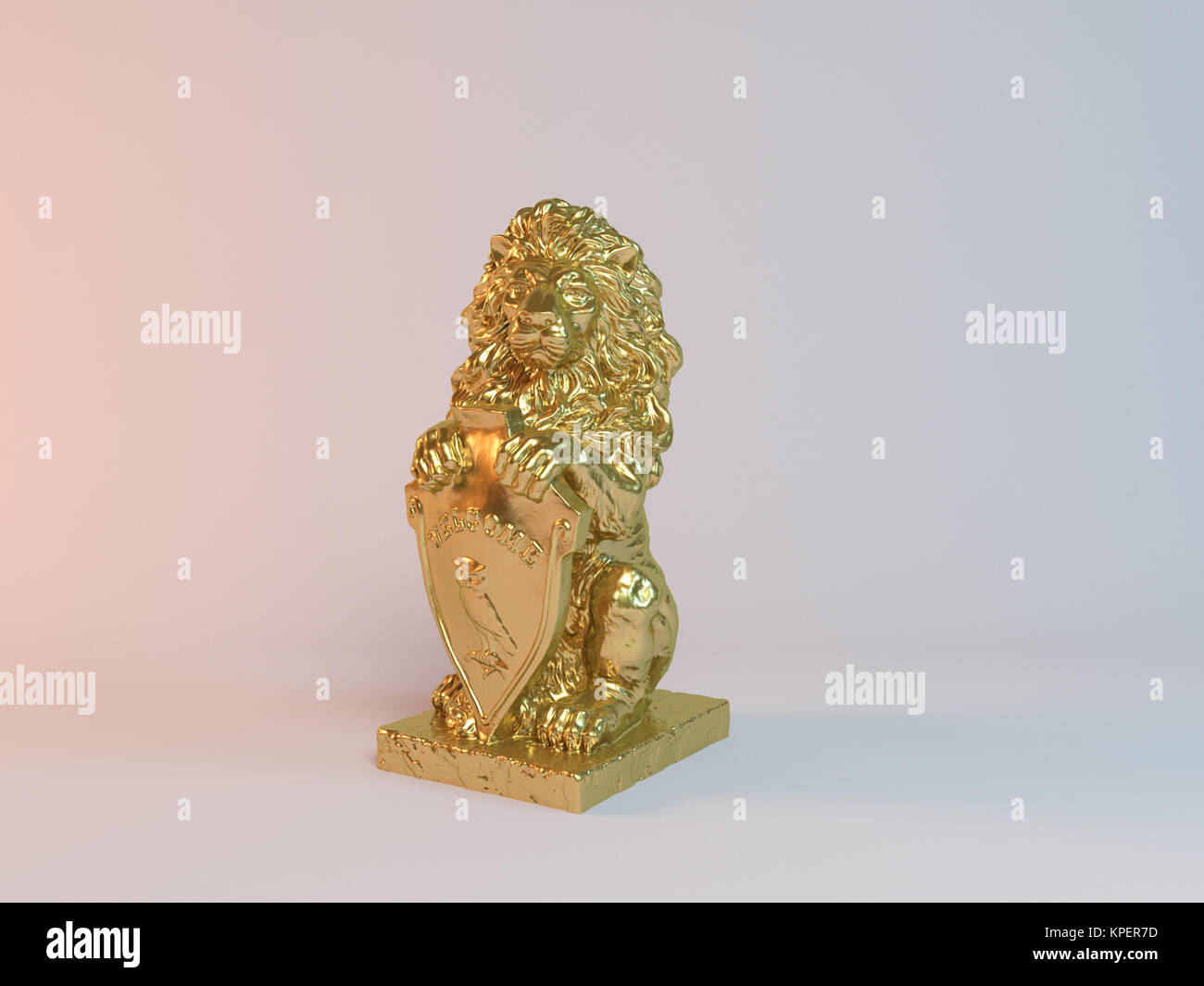 Goldene Statue eines Löwen 3D Stockfoto