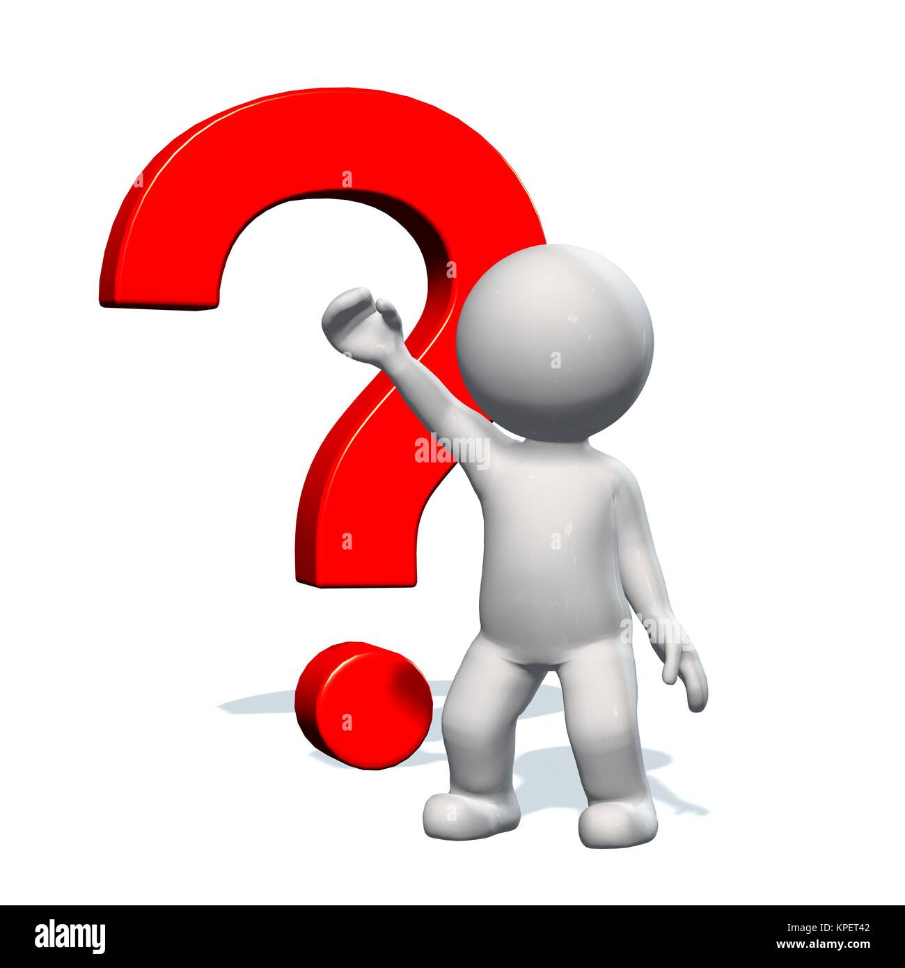 Rotes Fragezeichen und 3D-Mann Stockfoto