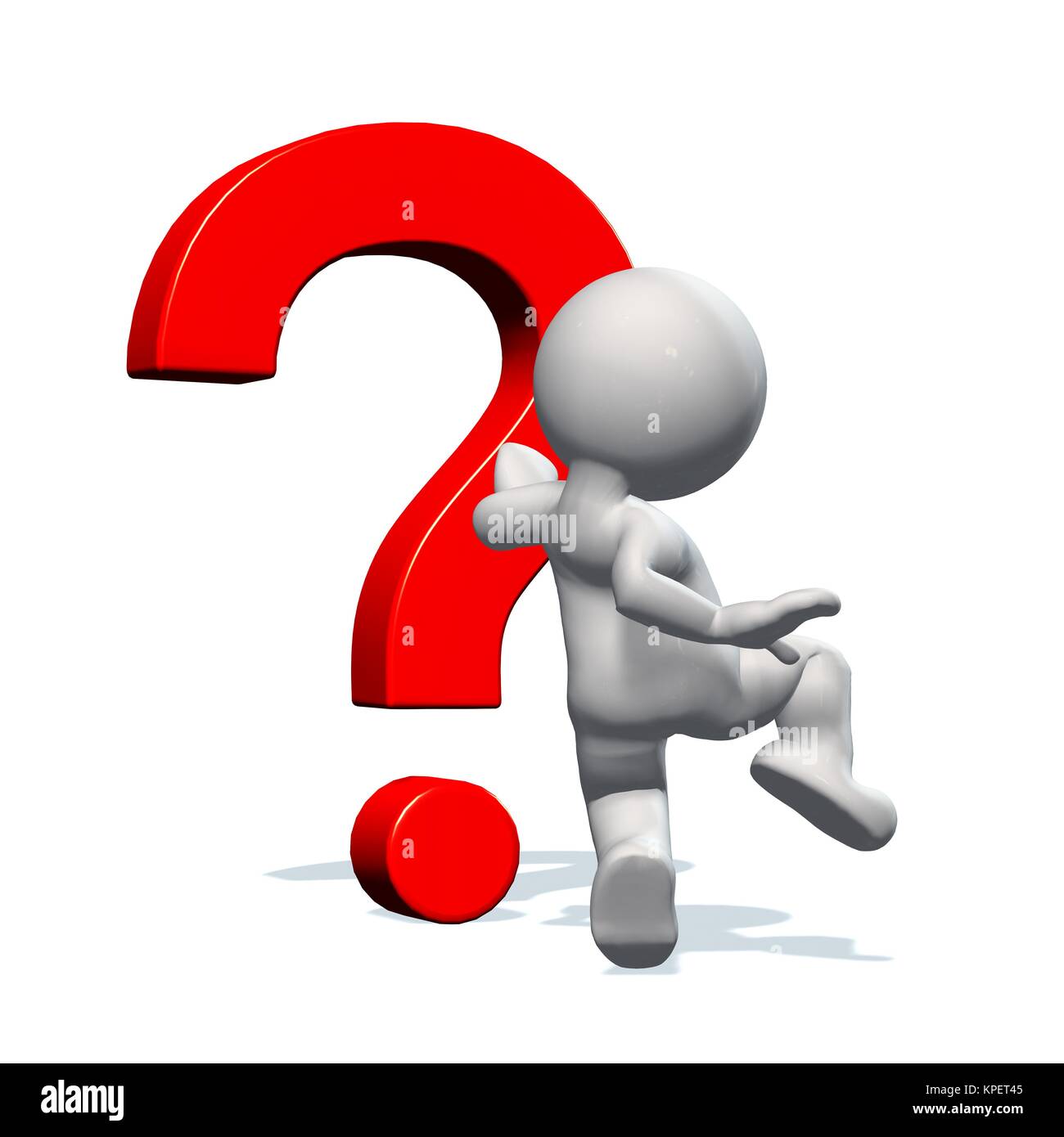 Rotes Fragezeichen und 3D-Mann Stockfoto