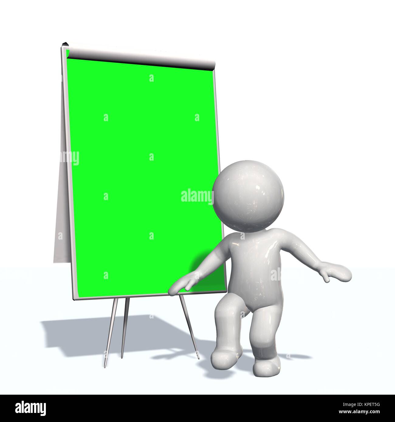 Green Screen Board mit 3d Menschen Stockfoto