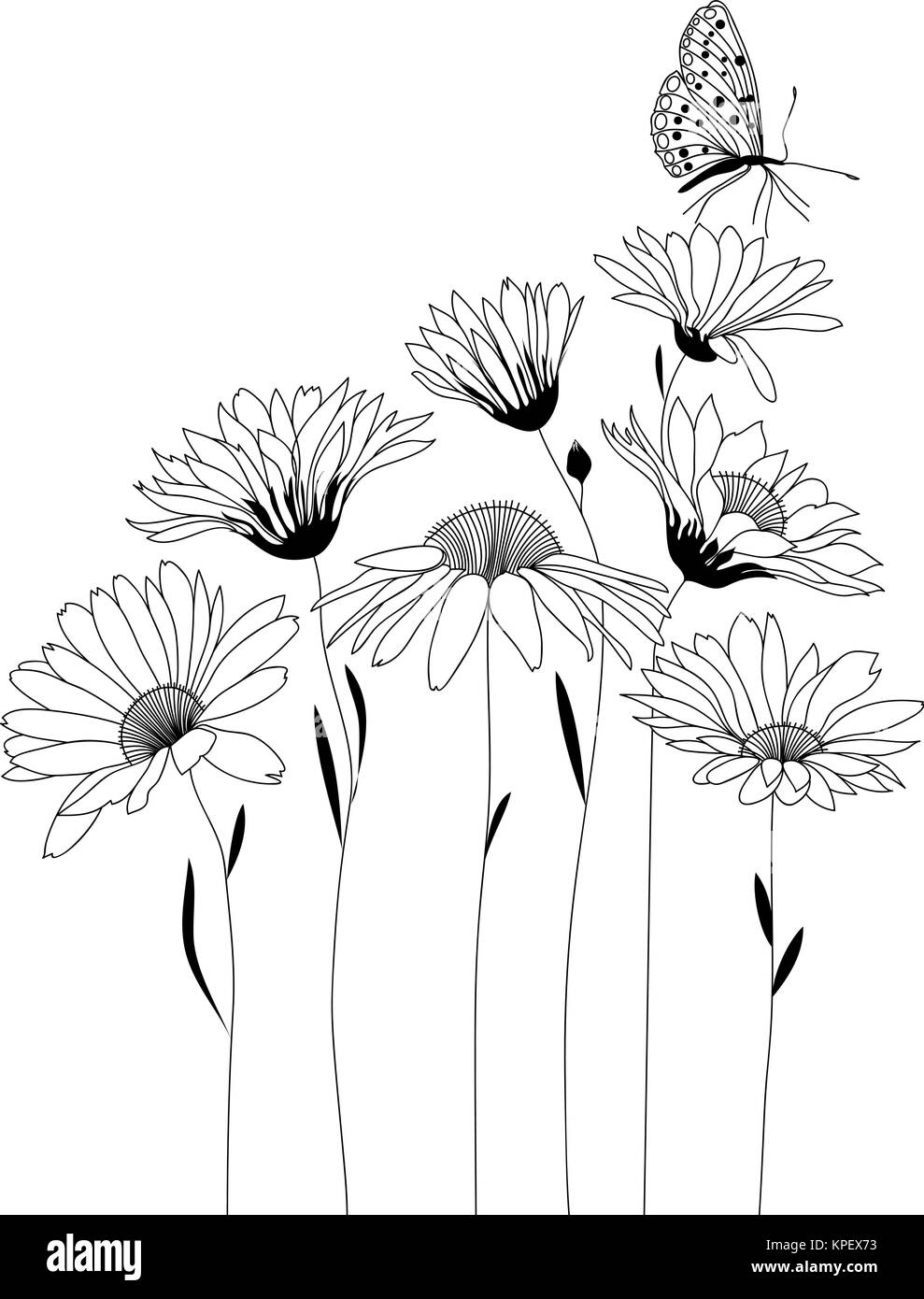 Blumen, Blumenstrauß aus stilisierten Blumen, Vector Illustration Stock Vektor