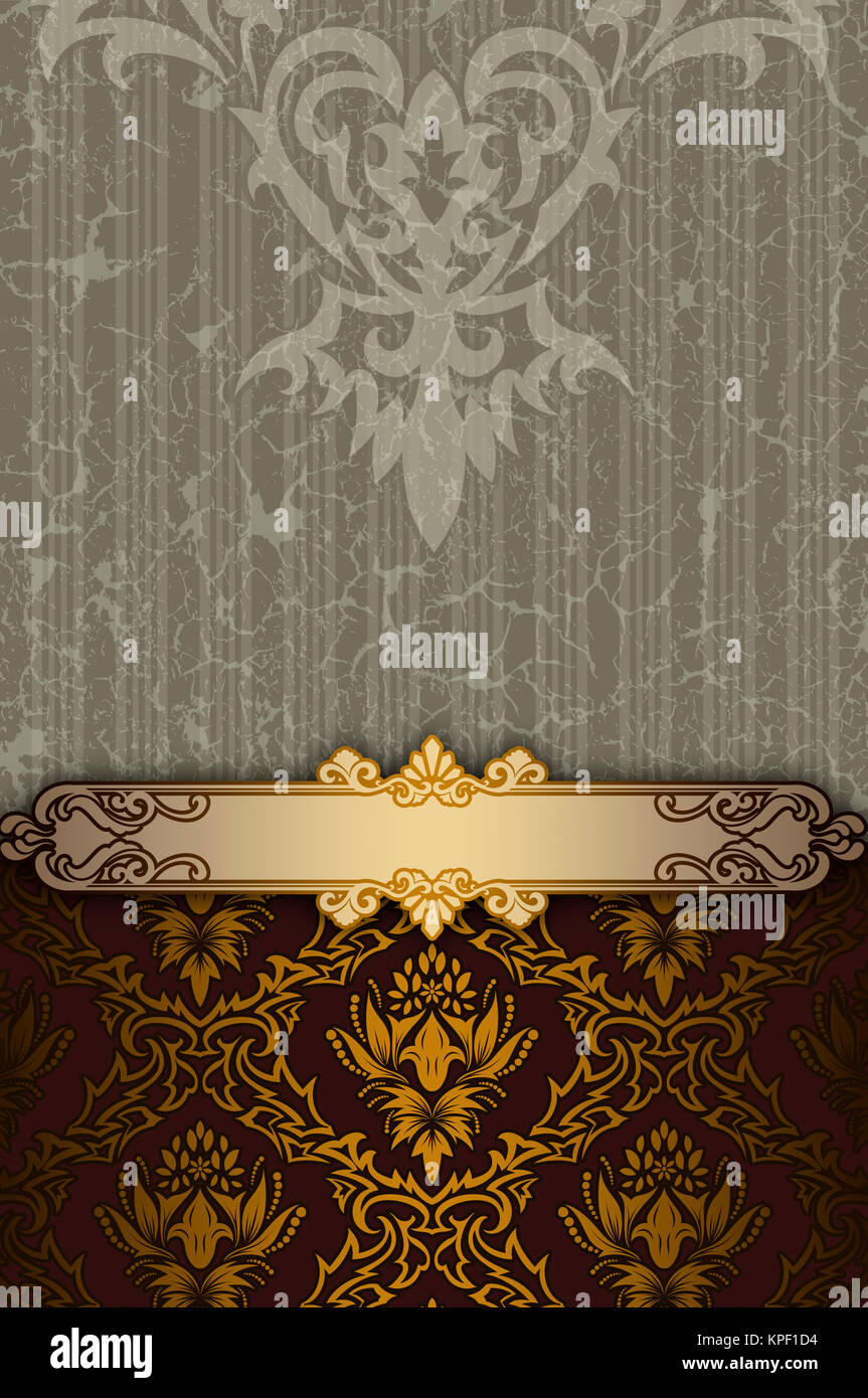 Dekorative Karte mit gold Ornament, elegantem Rahmen und grunge vintage Hintergrund. Stockfoto Dekorative Karte mit gold Ornament, elegantem Rahmen und grunge vintage Hintergrund. Stockfoto