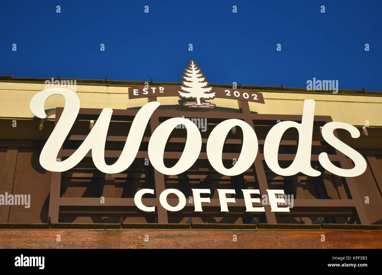 Holz Kaffee am Boulevard Park in Bellingham Washington. Holz Kaffee ist ein Familienunternehmen im pazifischen Nordwesten mit 16 Filialen. Stockfoto