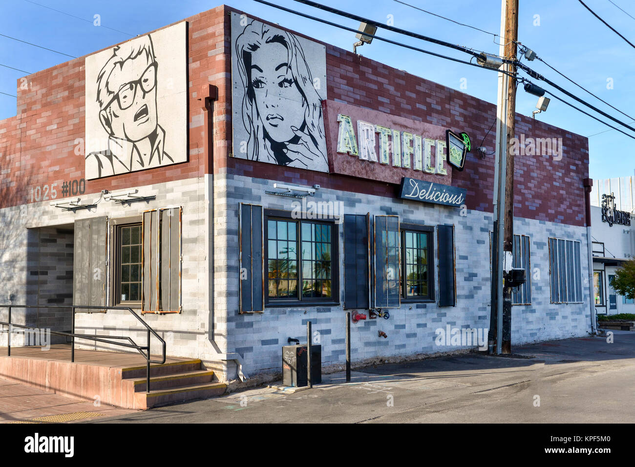 Kunstgriff Urban Lounge & Restaurant im Arts District in Downtown Las Vegas Stockfoto