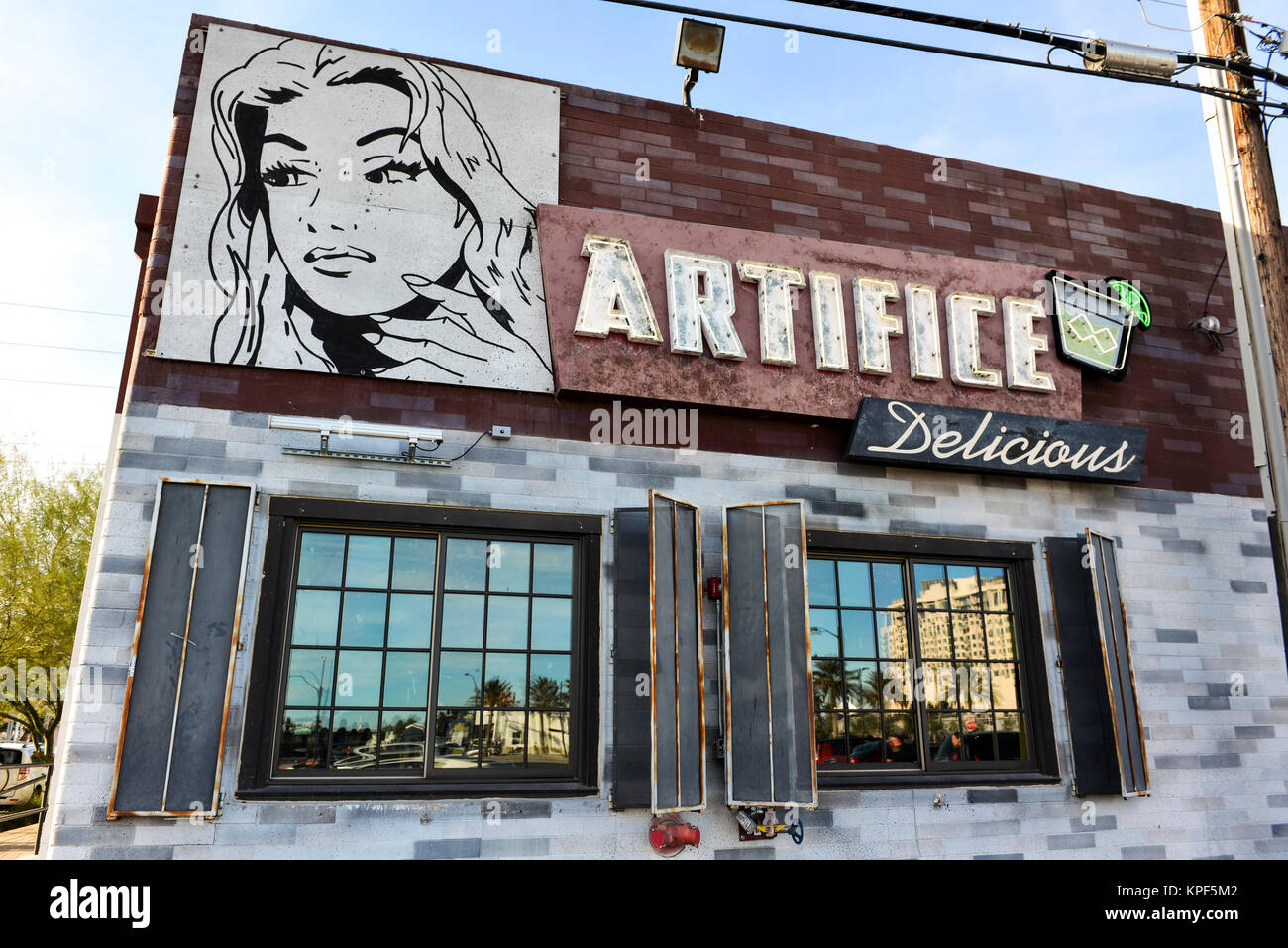 Kunstgriff Urban Lounge & Restaurant im Arts District in Downtown Las Vegas Stockfoto