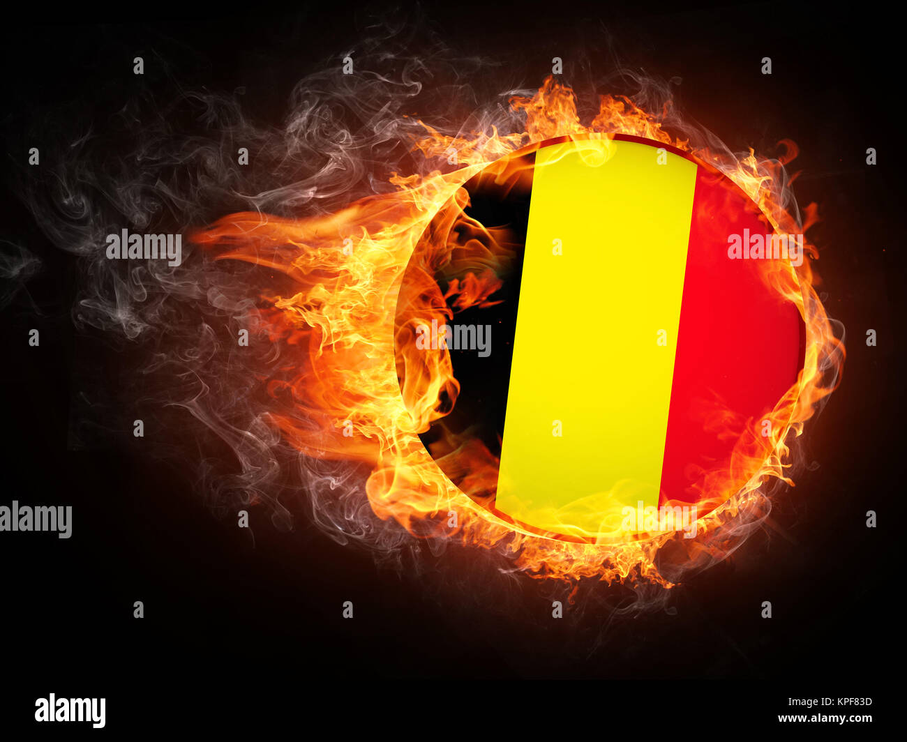 Belgien Fahne in Brand. Computer Graphics. Stockfoto