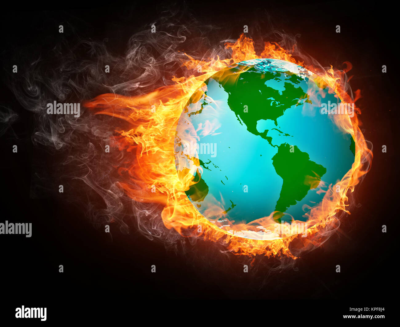 Globus in Brand. Computer Graphics. Stockfoto