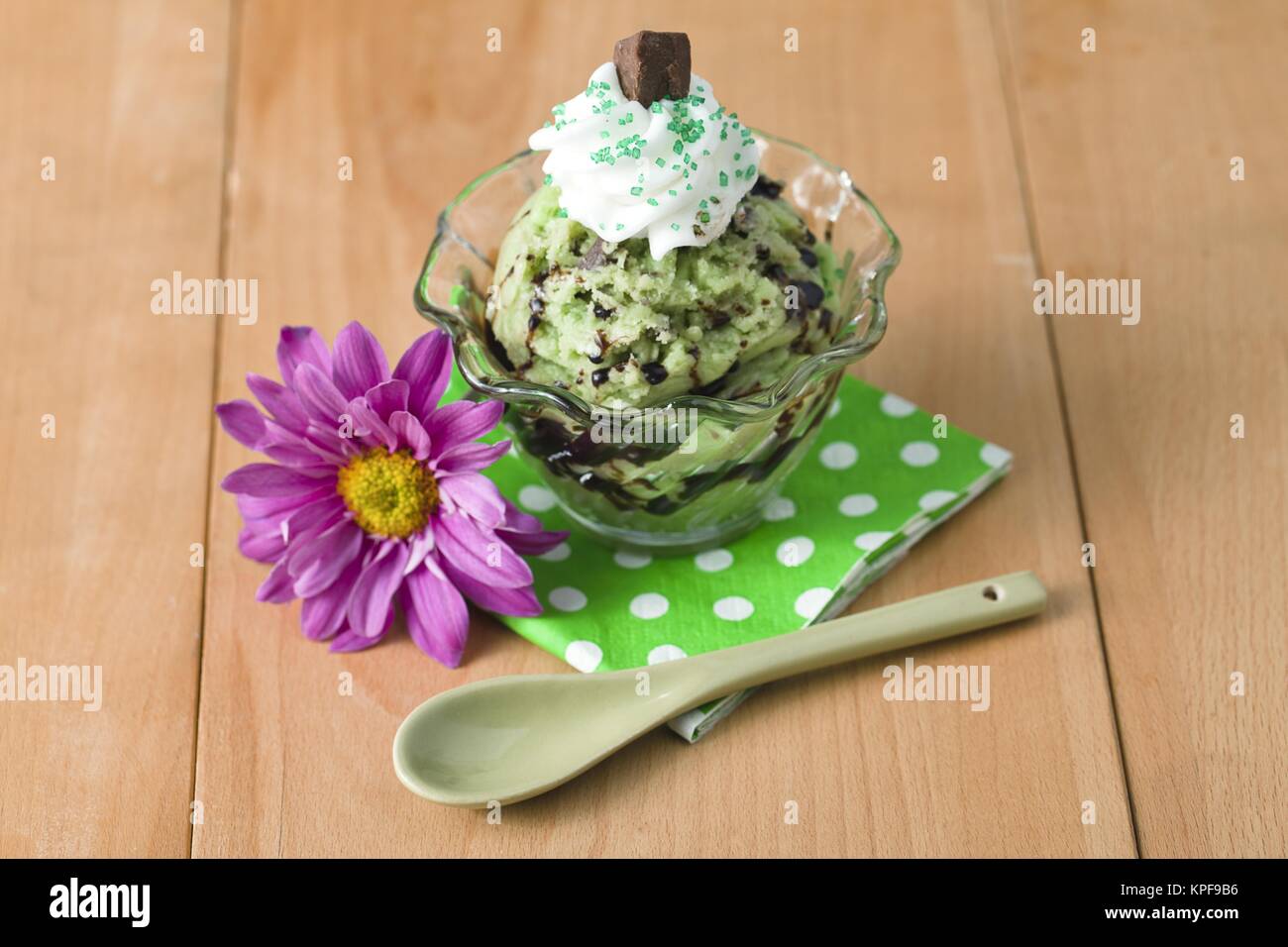 Frische Minze Chocolate Chip Eis Stockfoto