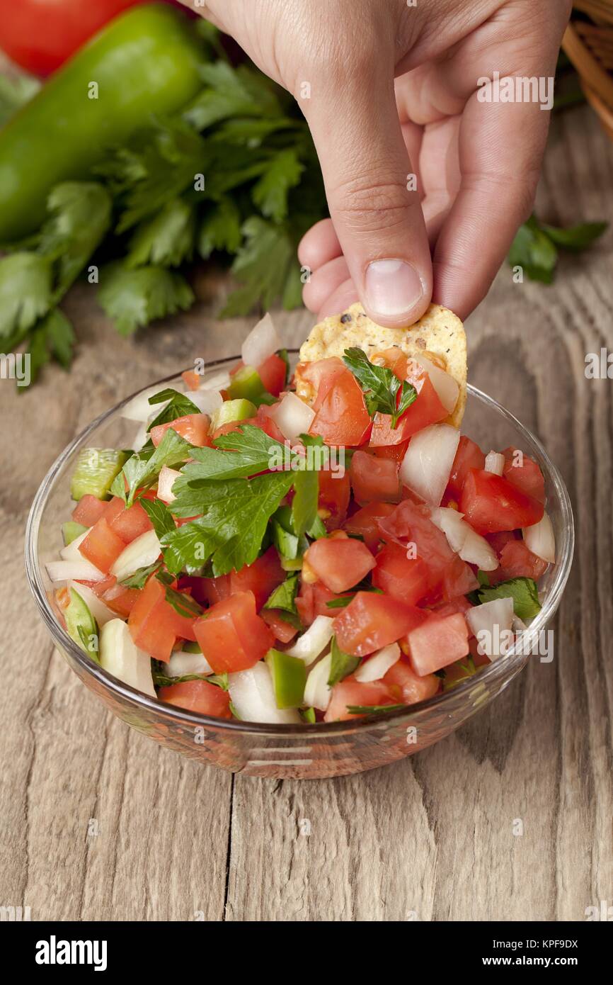 Frische salsa Dip Stockfoto