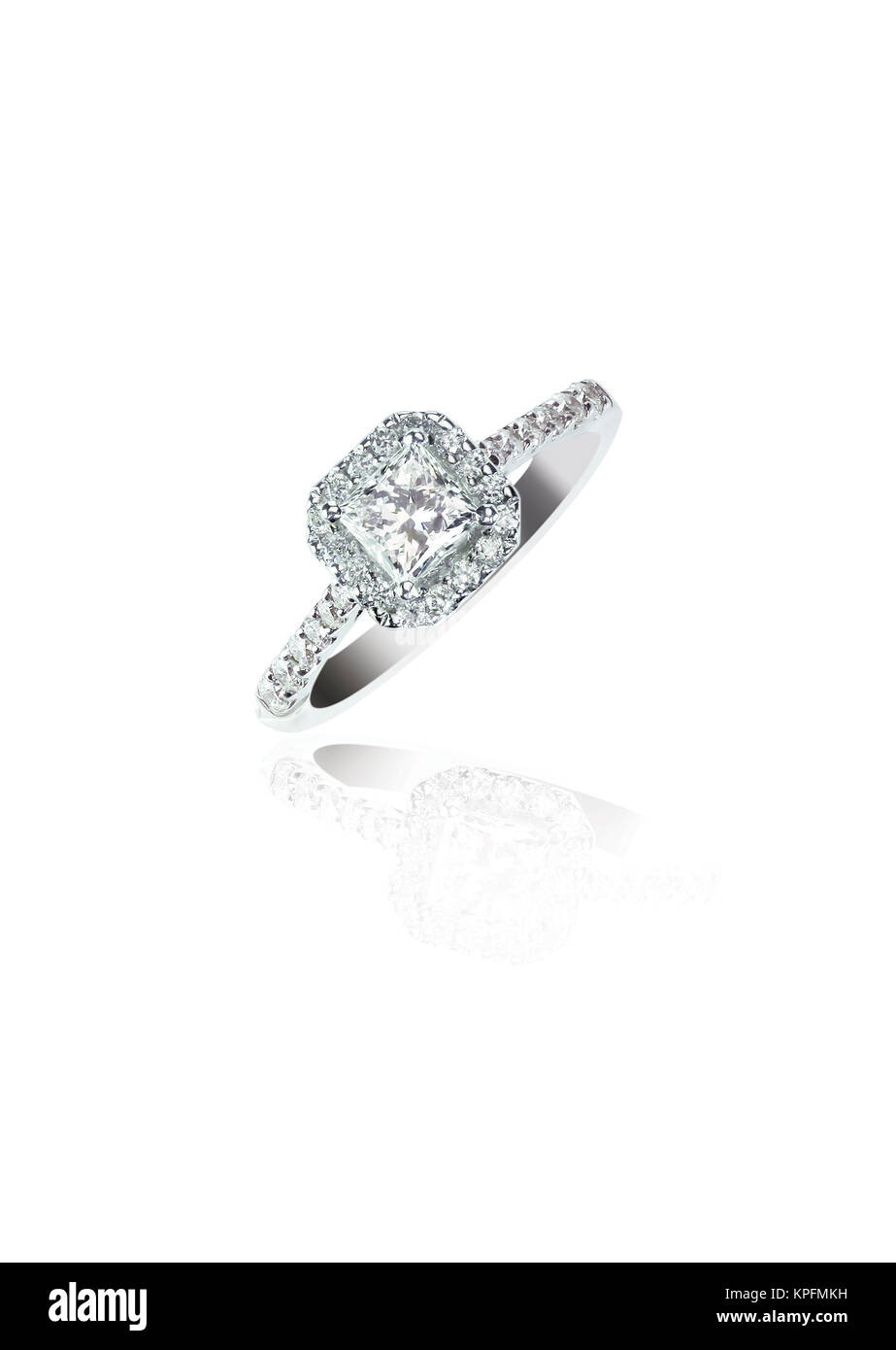 Princess Diamant Hochzeit Band Engagement Ring Stockfoto