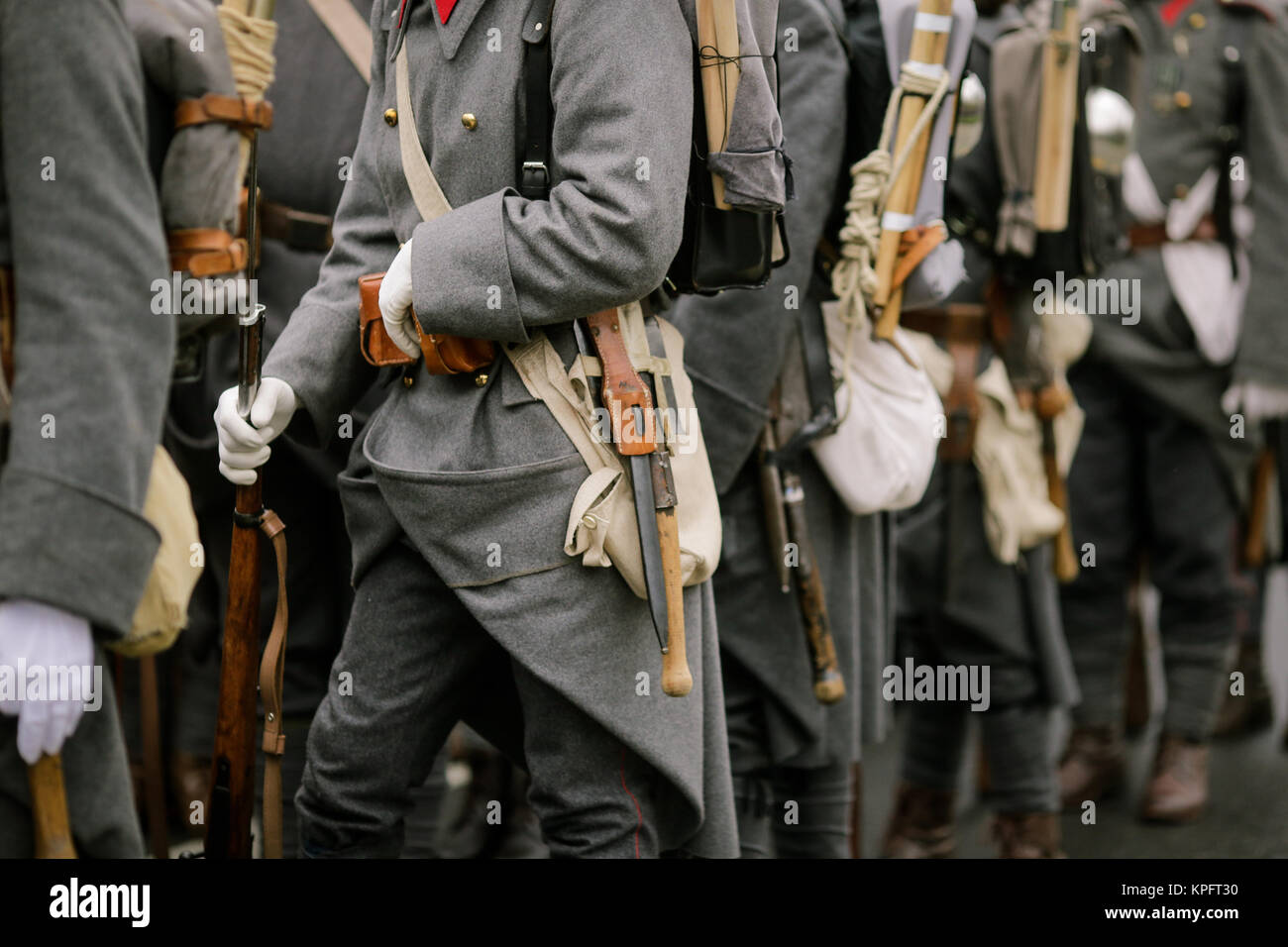 WWI reenactors take part at a military parade Stockfoto