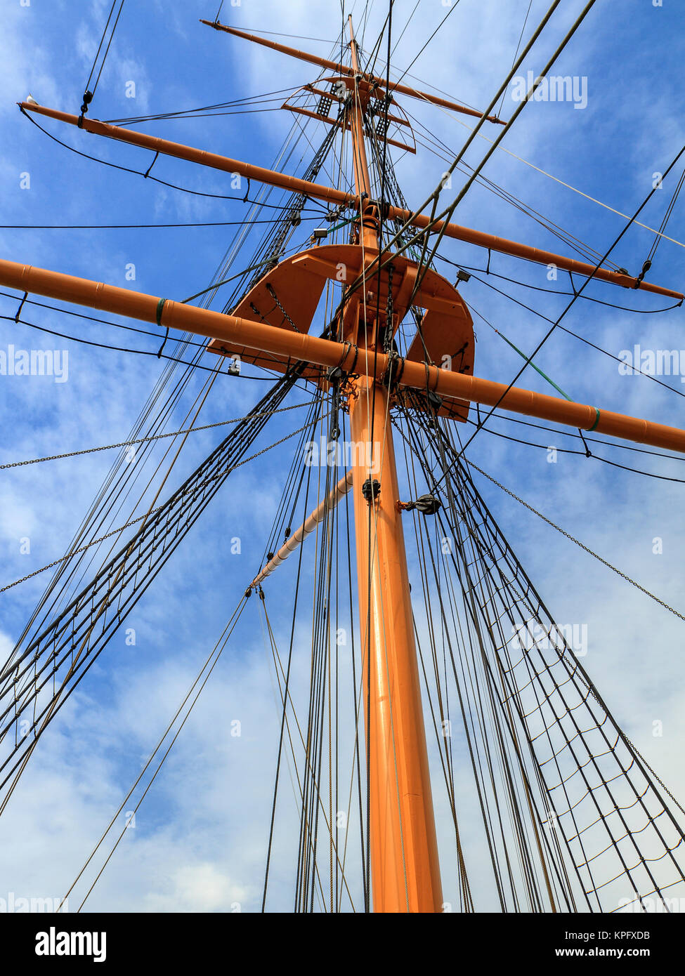 Hauptmast und Rigging, Segelschiff Stockfoto