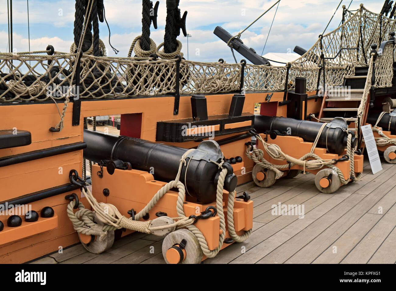 UK Hampshire oberen Gundeck HMS Victory Stockfoto