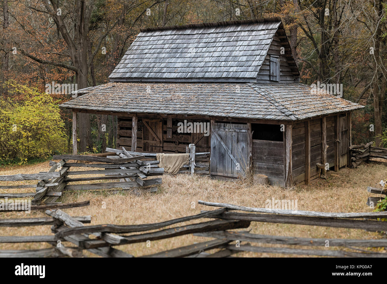 Historische backcountry Farm House, Gastonia, North Carolina, USA. Stockfoto