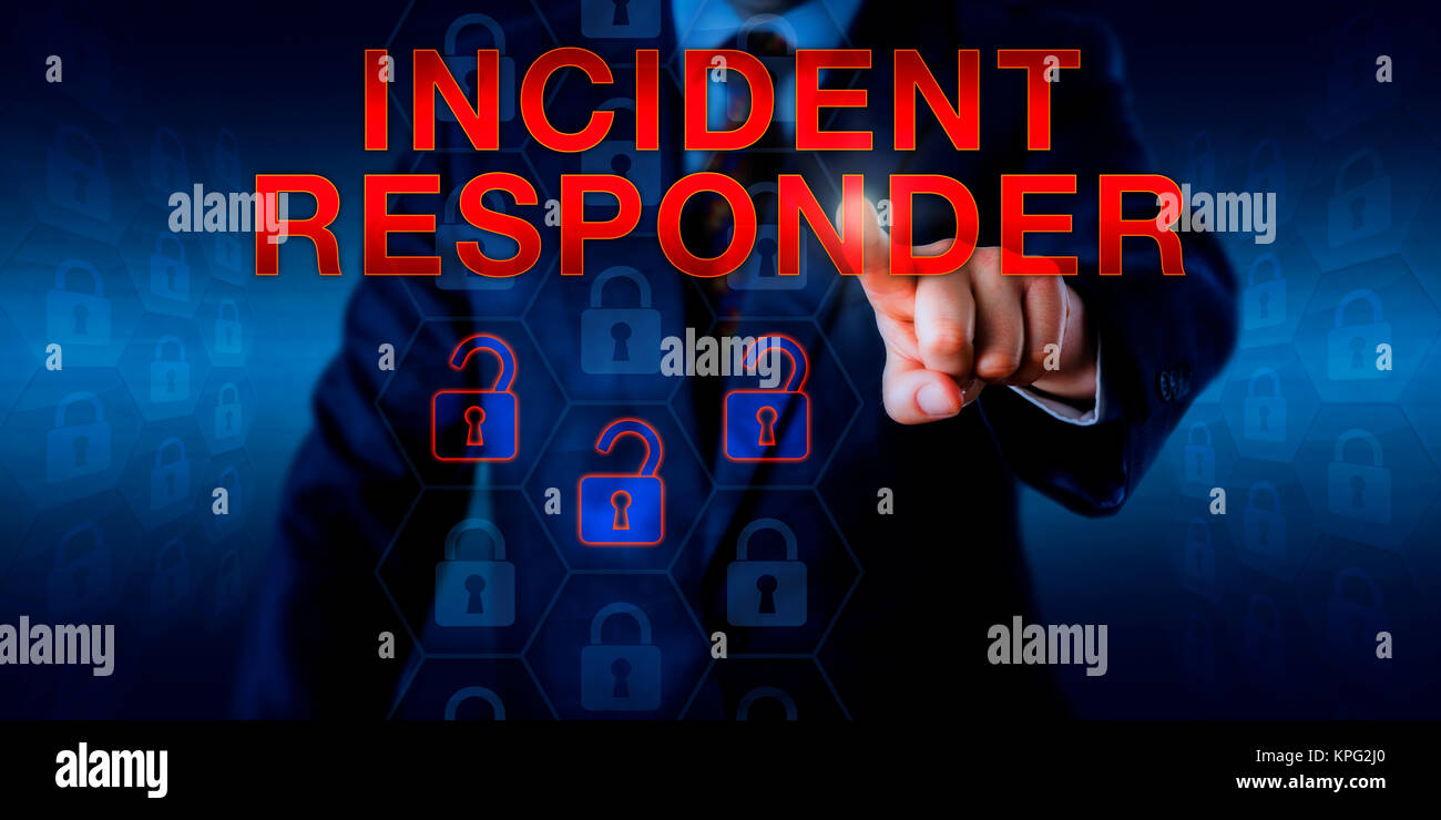 Manager Drücken INCIDENT RESPONDER Stockfoto