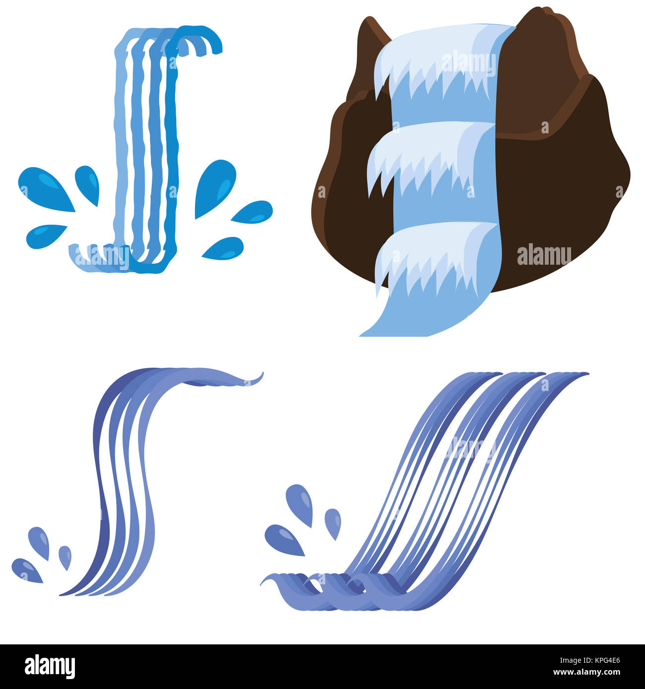 Reihe von verschiedenen Wasserfällen Icons Stockfoto