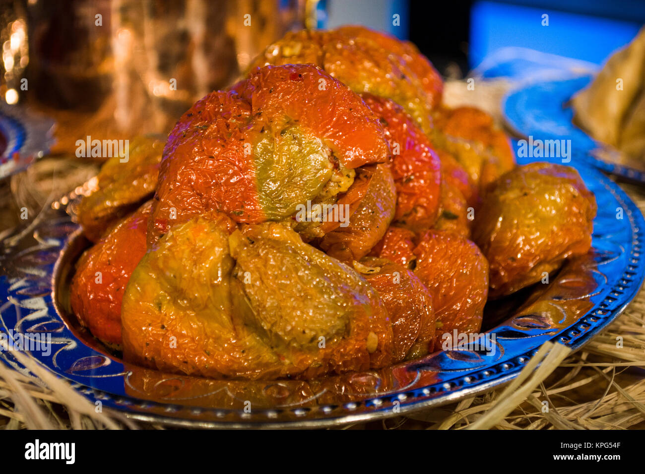 Türkisch, asiatisch essen Paprika gefüllt mit Reis und Hackfleisch; Biber dolma Stockfoto