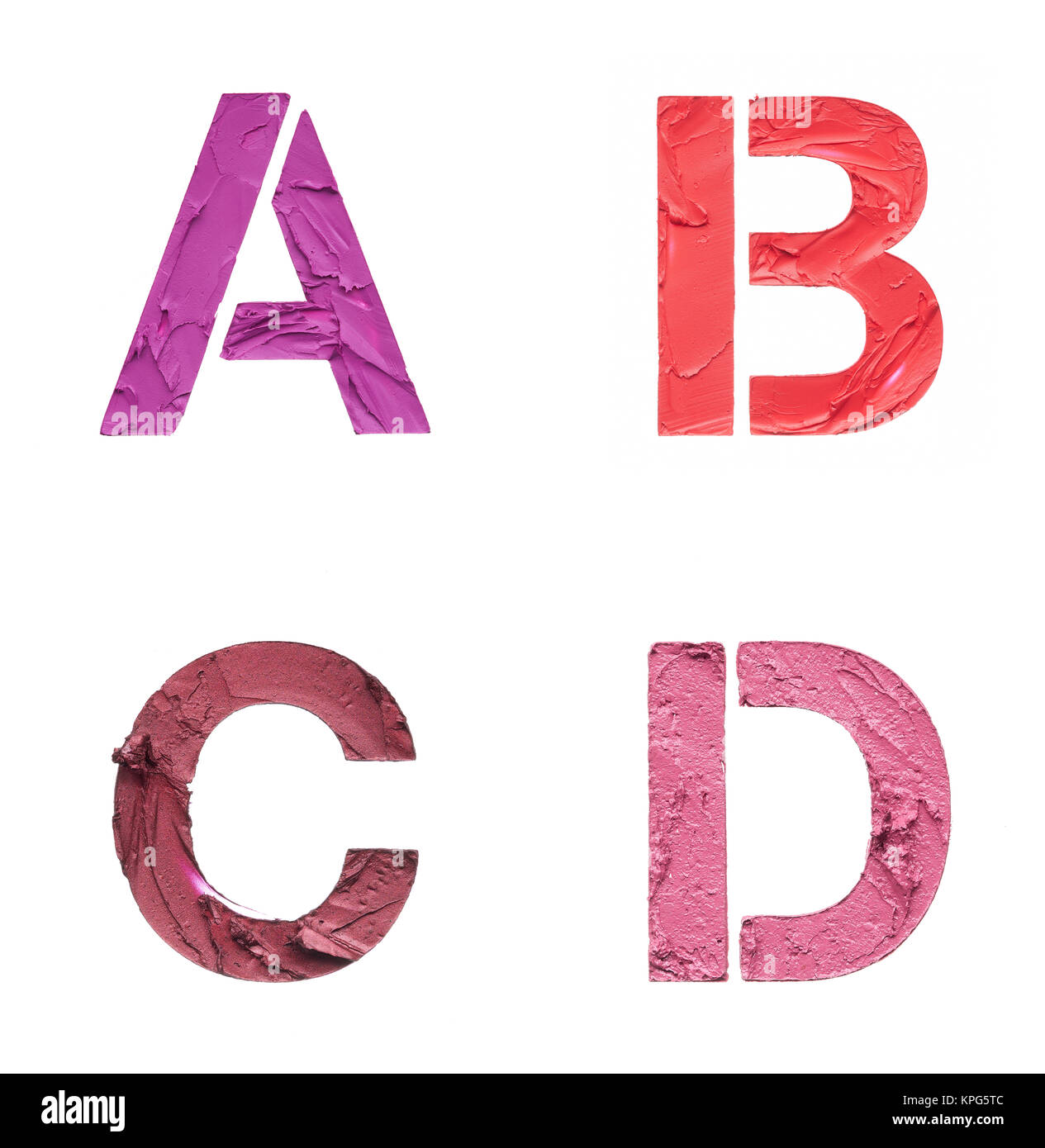 Schablone Alphabet von kosmetischen Produkten Stockfoto