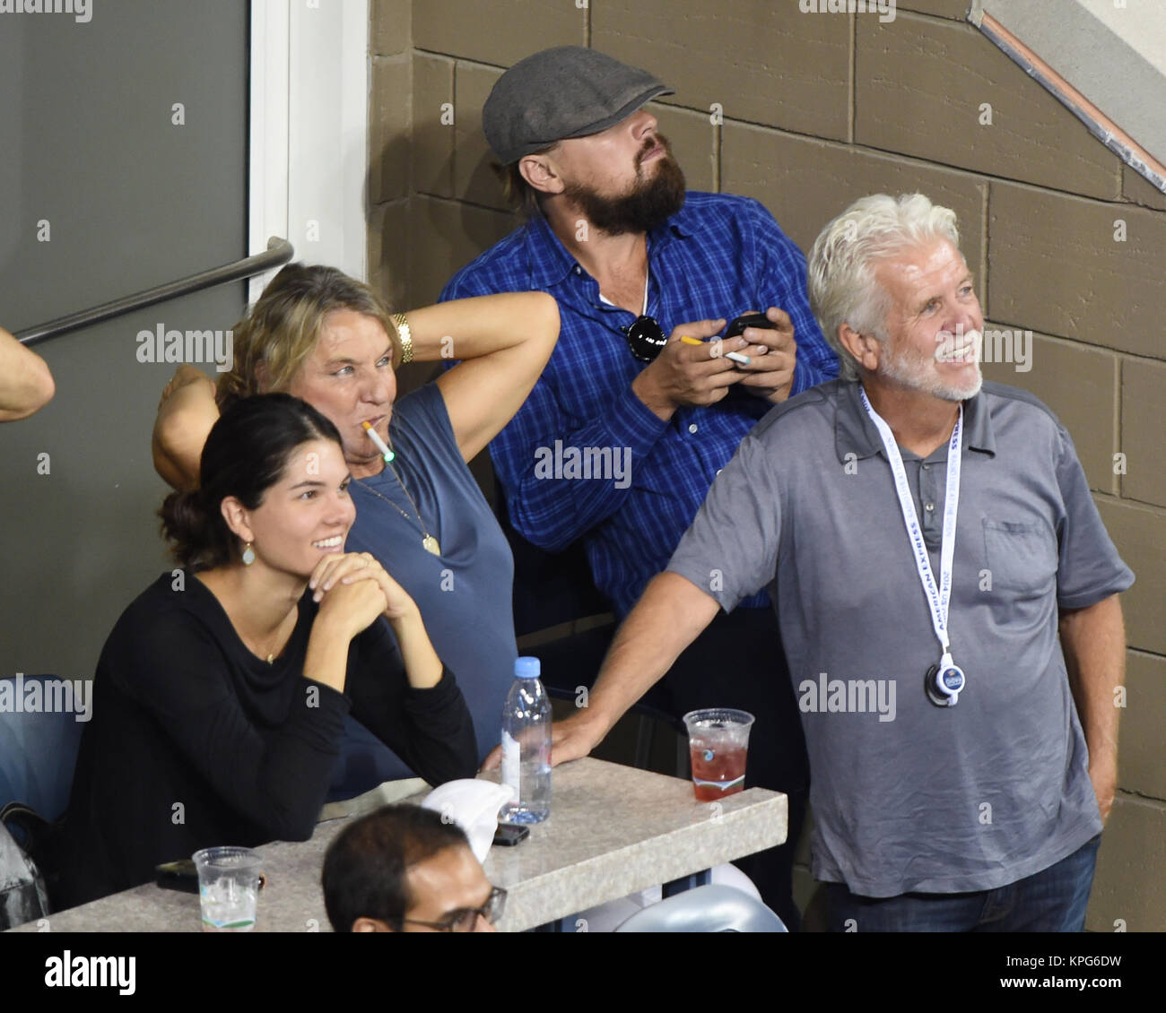 FLUSHING NY-SEPTEMBER 03: Leonardo DiCaprio, Irmelin Indenbirken, Tag zehn der 2014 US Open am USTA Billie Jean King National Tennis Center am 3. September 2014 in der Nähe der Queens Borough von New York CityMiami Strand, Florida, am 28. April 2006 Leute: Leonardo DiCaprio, Irmelin Indenbirken Stockfoto