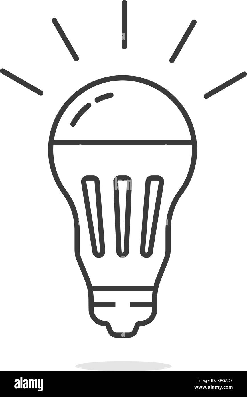 Dünne Linie einfache schwarze LED-Lampe Stock Vektor