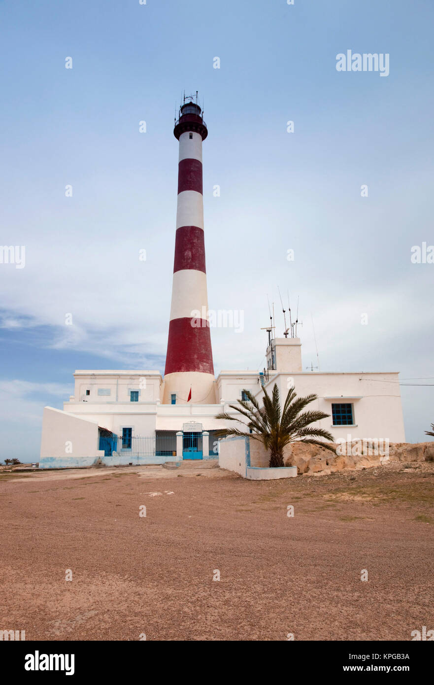 Tunesien, Insel Djerba, Houmt Souk, Sidi Mahres Strand, Taguermes Leuchtturm Stockfoto