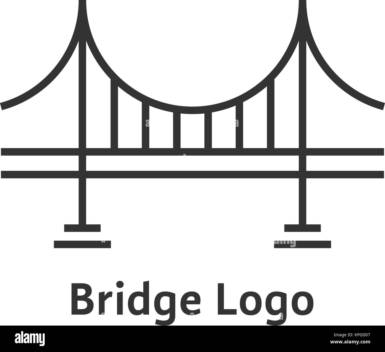 Einfache schwarze dünne Linie Brücke logo Stock Vektor