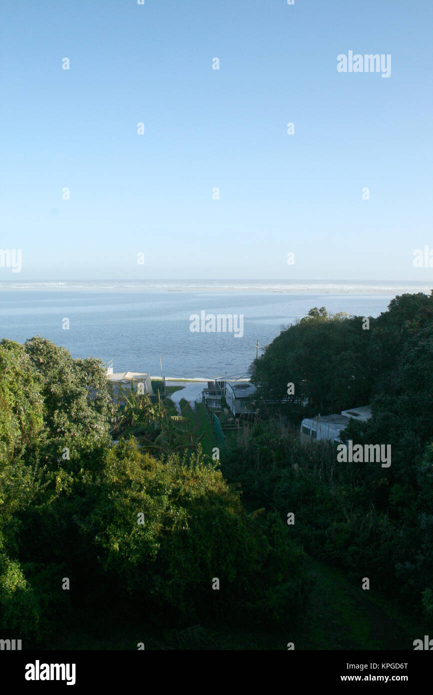 Flut in einem Wohnwagenpark, Hermanus, Südafrika Stockfoto