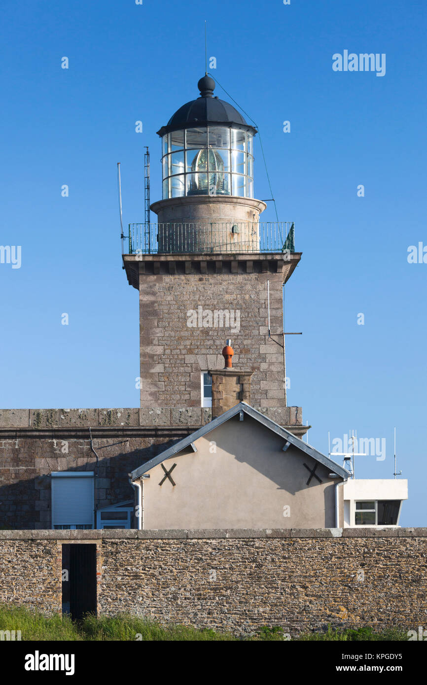 Frankreich, Normandie, Barneville-Carteret, Cap de Carteret Leuchtturm. Stockfoto