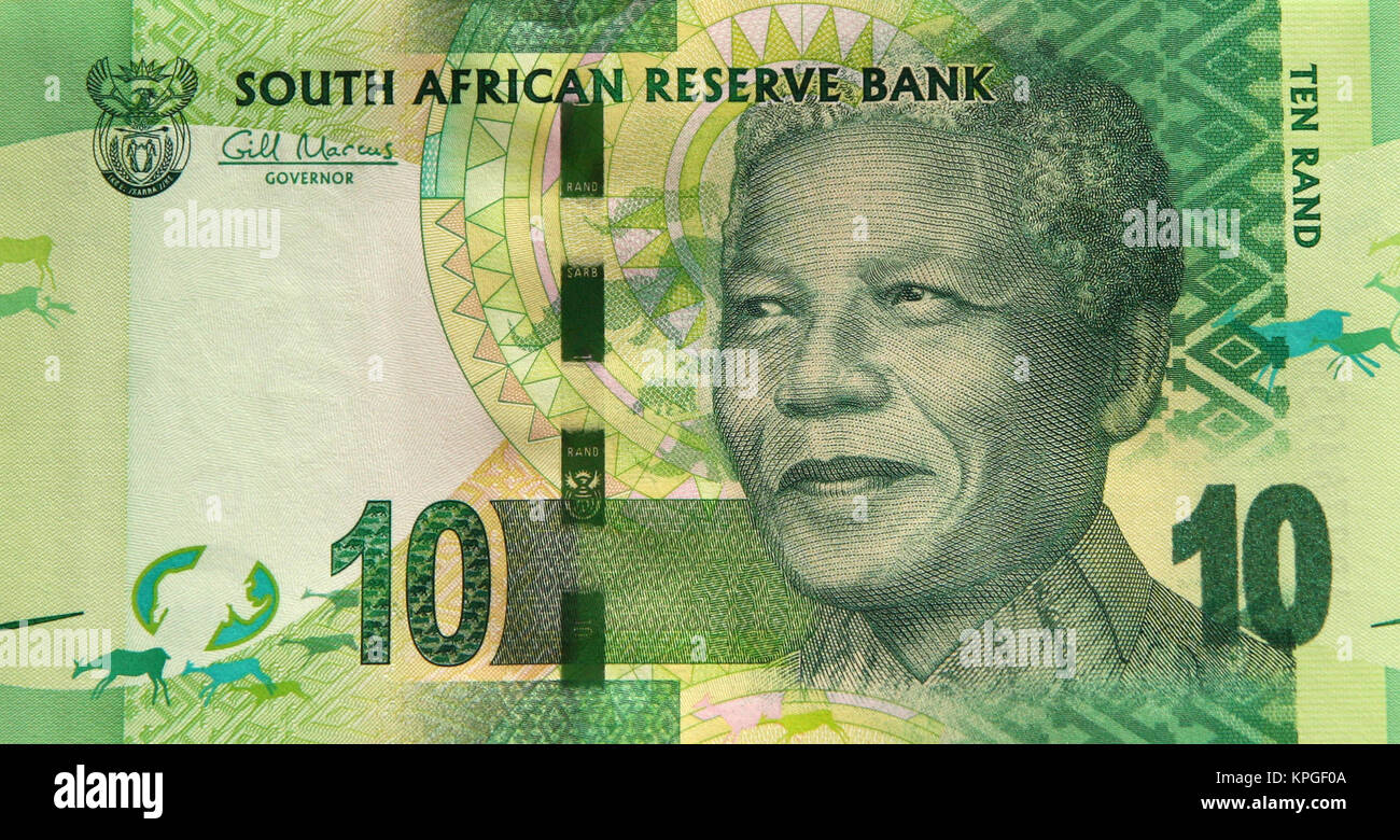 10 Rand Anmerkung, Südafrika. Stockfoto