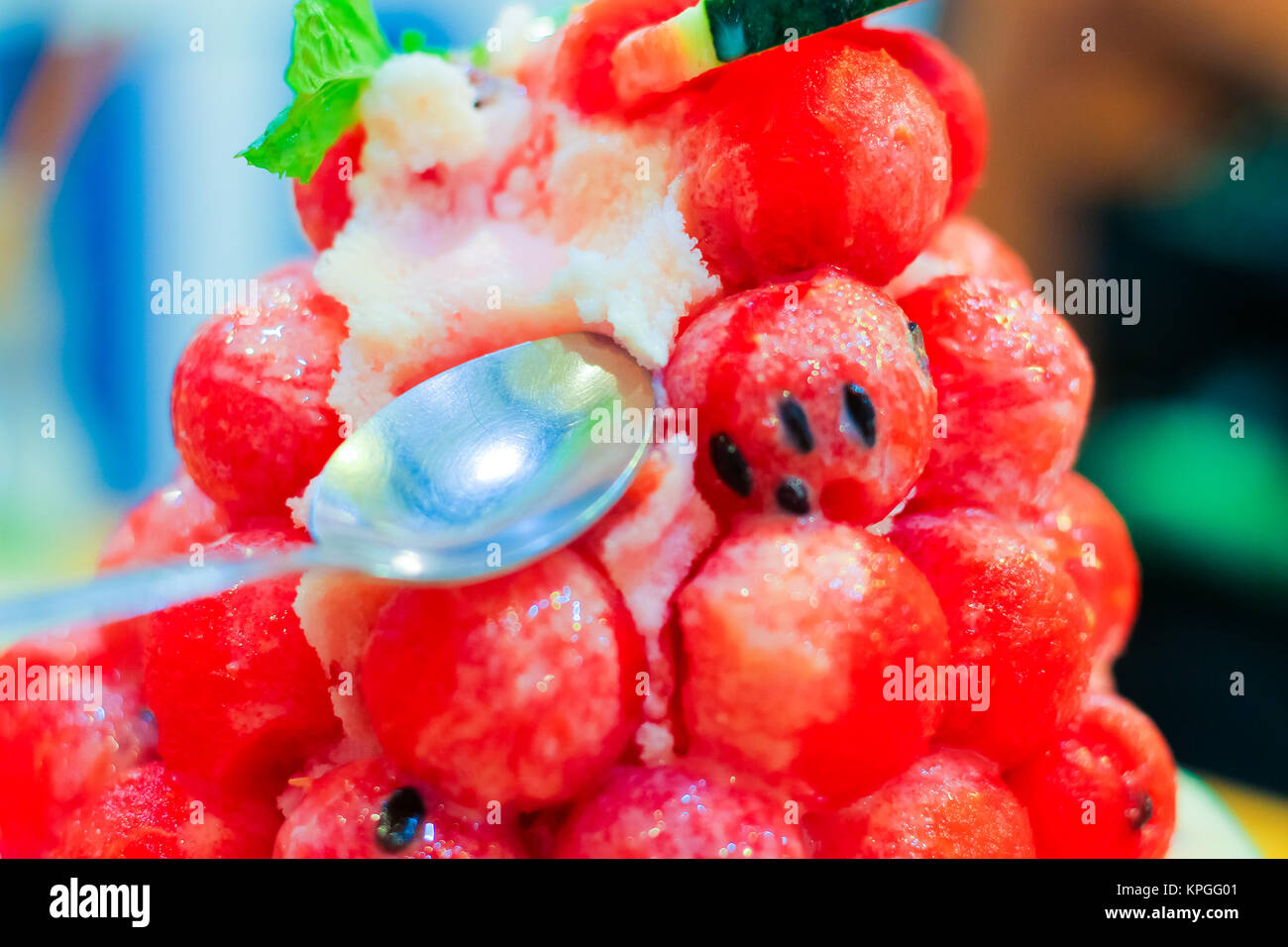 Wassermelone runde Kugel Form von süßen Wassermelonen Dessert Stockfoto