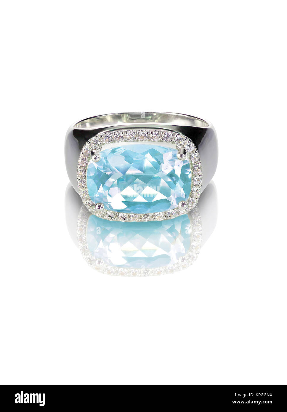 Blue Diamond engagment Ring Stockfoto