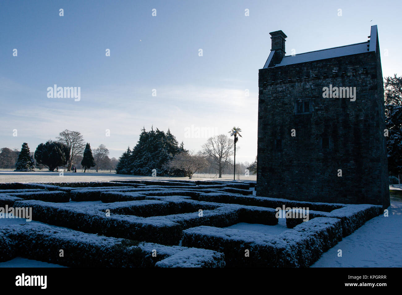 Schnee und Frost im Phoenix Park in Dublin auf einer schönen Winter morgen der erste Tag des neuen Jahres 2010 Stockfoto