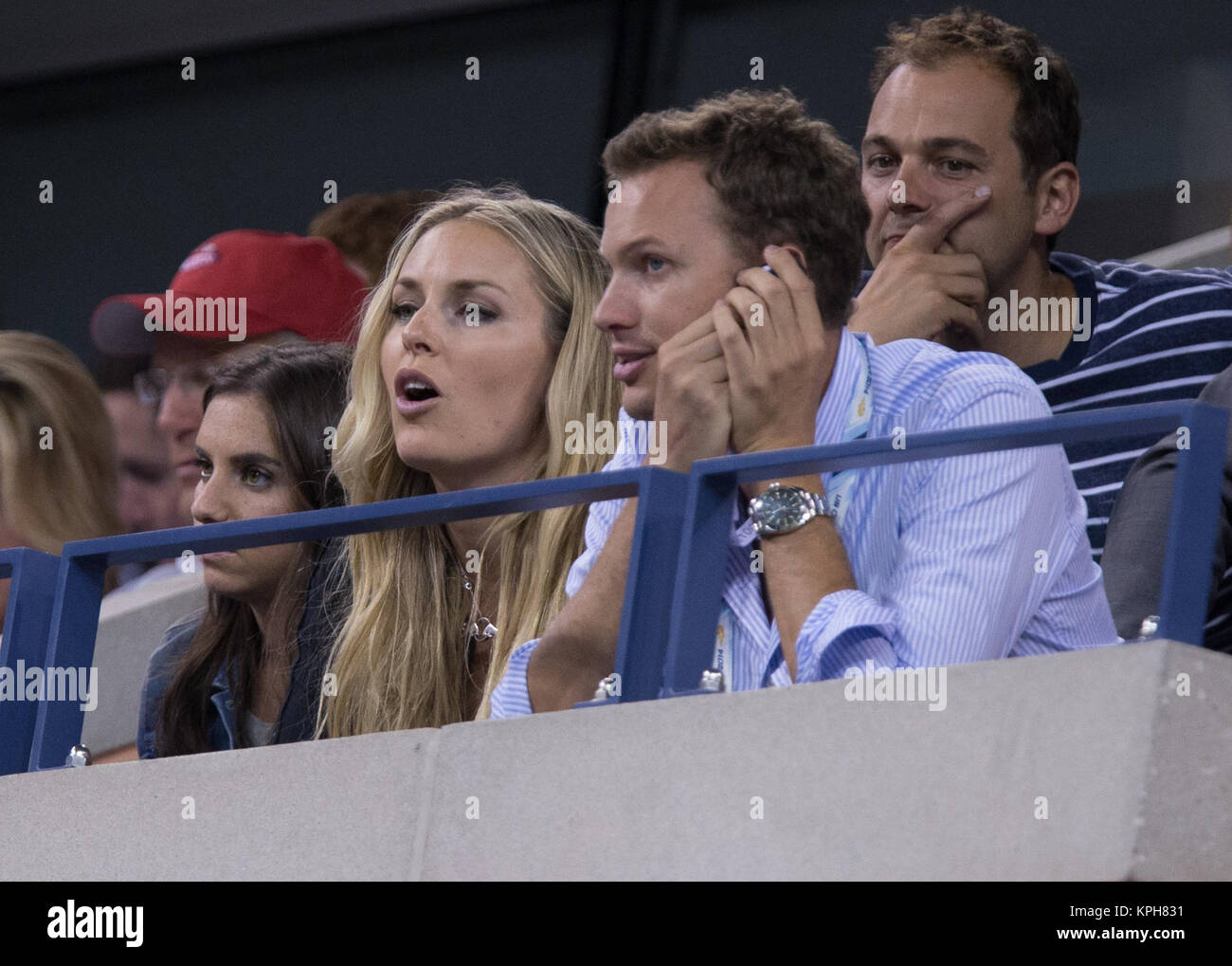 FLUSHING NY-SEPTEMBER 04: Lindsey Vonn, Tag elf der 2014 US Open am USTA Billie Jean King National Tennis Center am 4. September 2014 in der Nähe der Queens Borough von New York City People: Lindsey Vonn Stockfoto