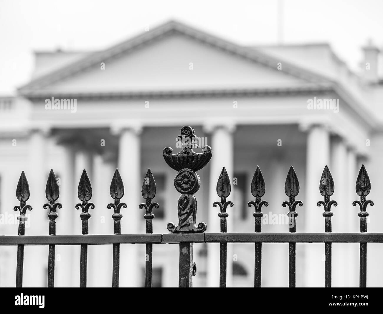 Blick über den Zaun im Weißen Haus, Washington DC Stockfoto
