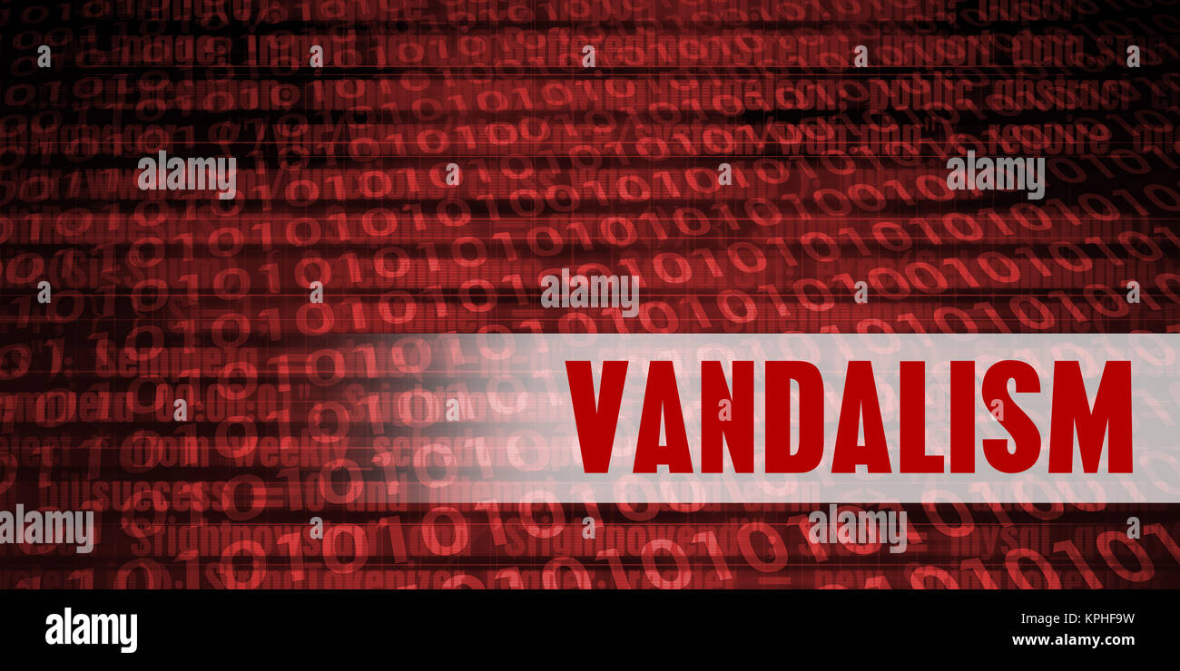 Vandalismus Sicherheitswarnung auf Roten binäre Technologie Hintergrund Stockfoto