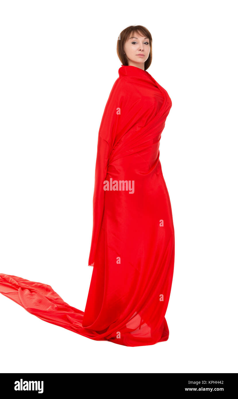 Schöne Frau im roten Kleid Stockfoto