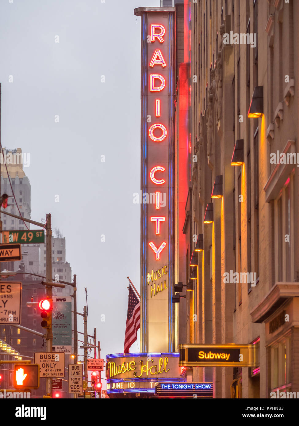 NEW YORK - am 3. Januar 2015: New York City Wahrzeichen, die Radio City Music Hall ist die Heimat der Rockettes und berühmten jährlichen Christmas Spectacular. Stockfoto