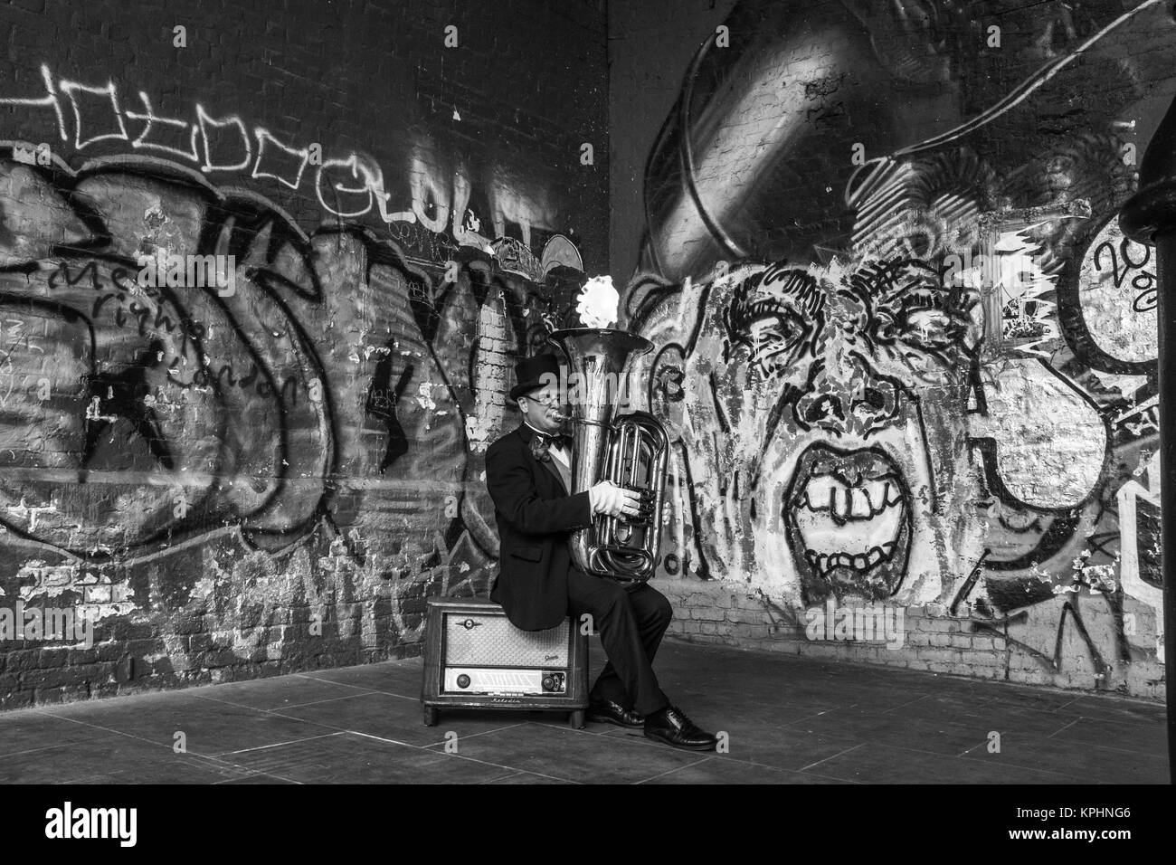 LONDON BUSKER, LONDON, GROSSBRITANNIEN Stockfoto