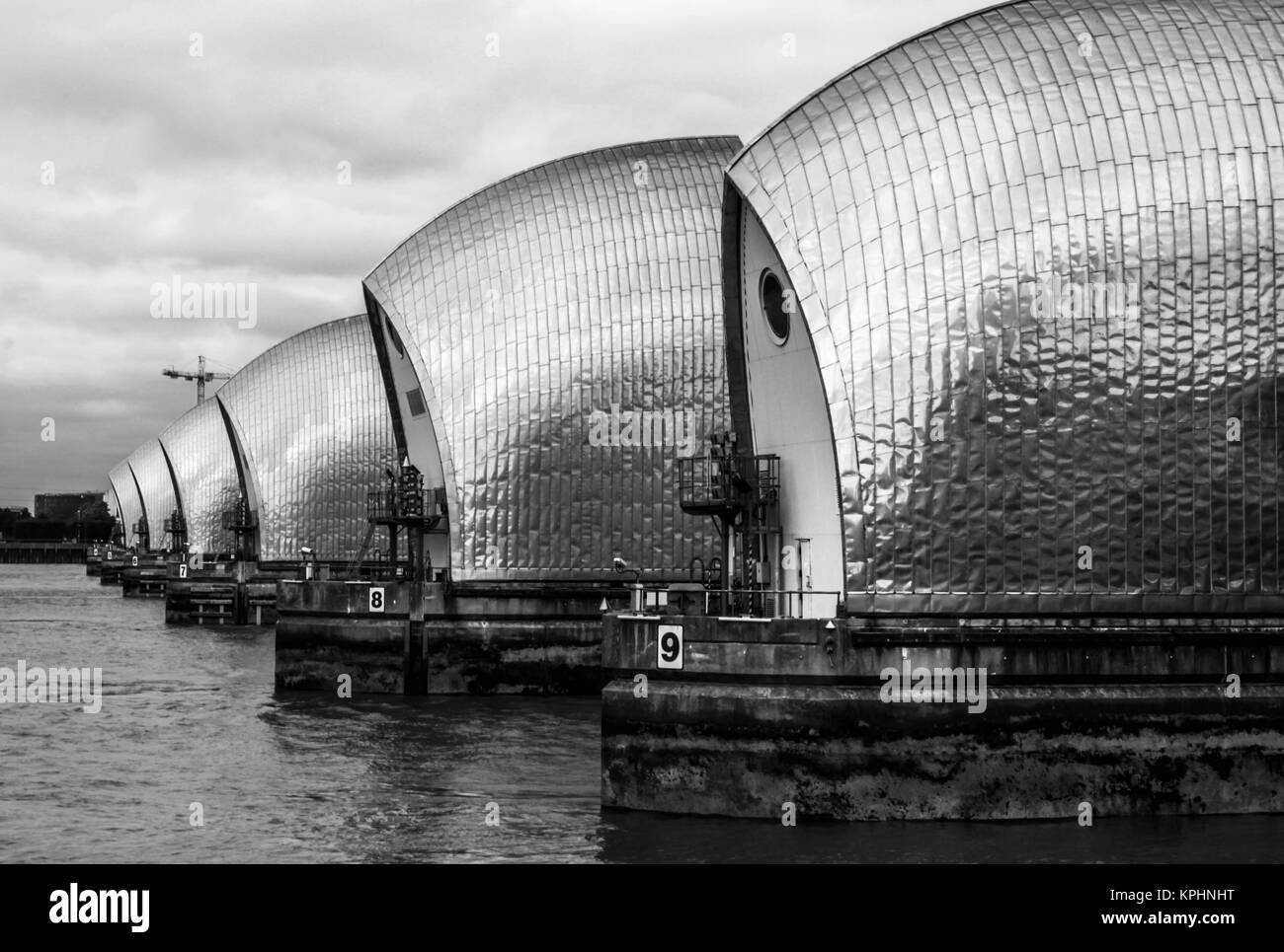 THAMES BARRIER, LONDON, GROSSBRITANNIEN Stockfoto