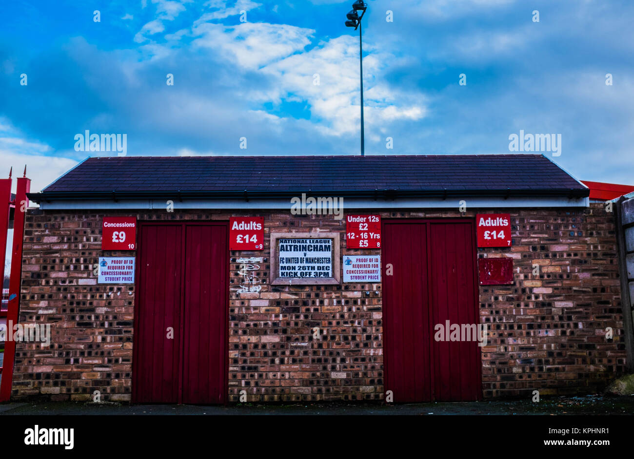Fußball-CLUB DREHKREUZ ALTRINCHAM, Manchester, Grossbritannien Stockfoto