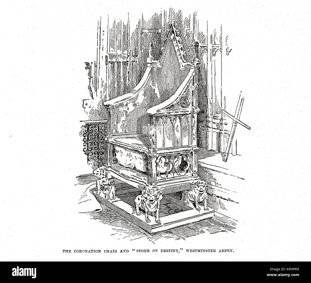 Krönung Stuhl und Stein des Schicksals, Westminster Abbey Stockfoto