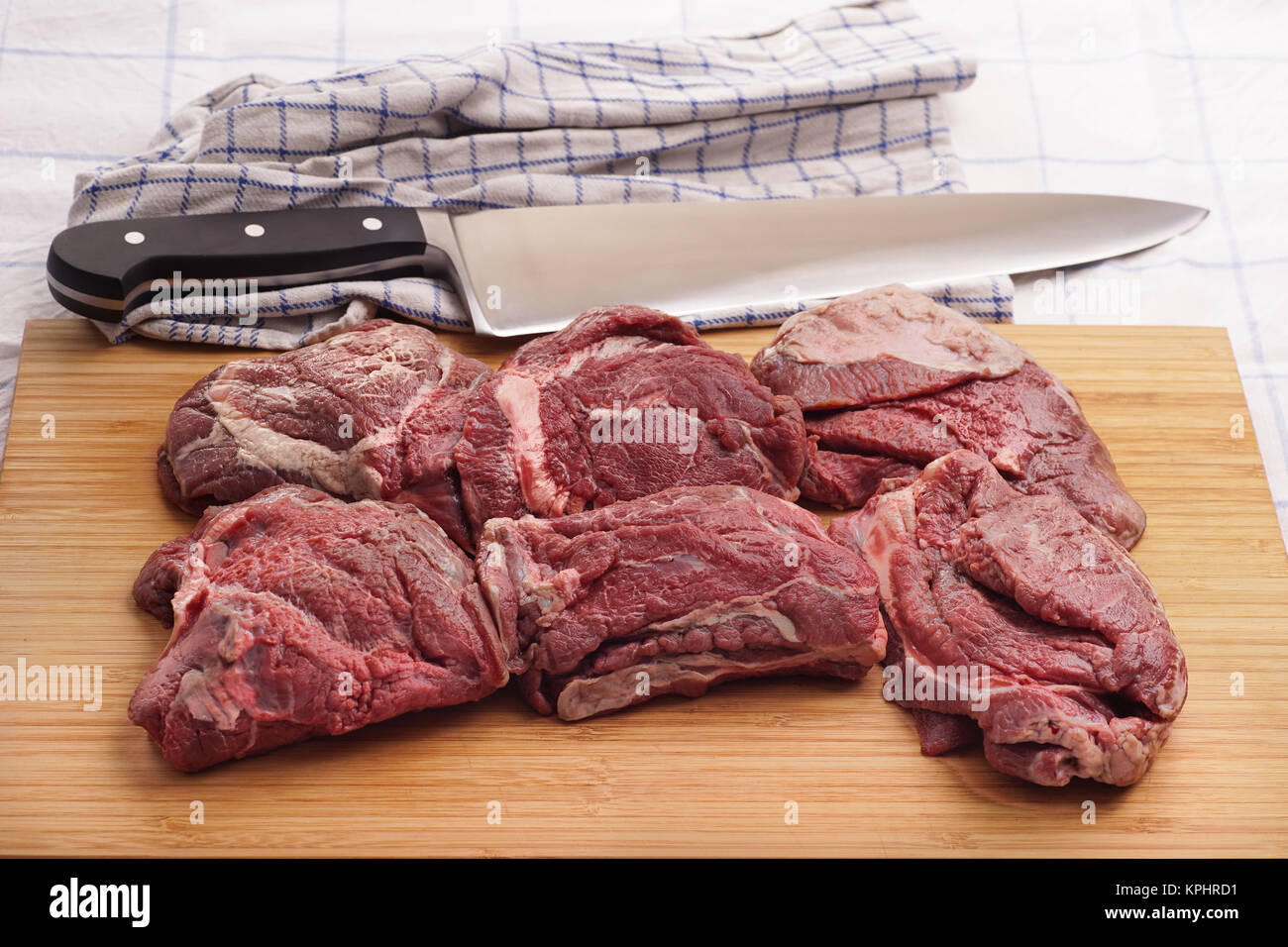 Rohes Fleisch, lecker Kalb, Rind Wangen Stockfoto