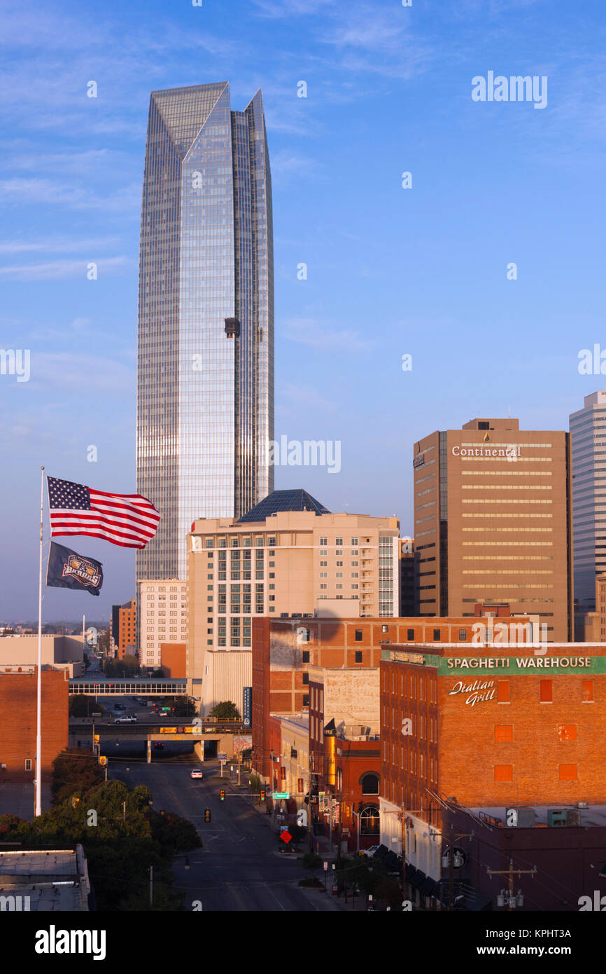 USA, Oklahoma, Oklahoma City, erhöhten Skyline von Bricktown, Sonnenaufgang Stockfoto